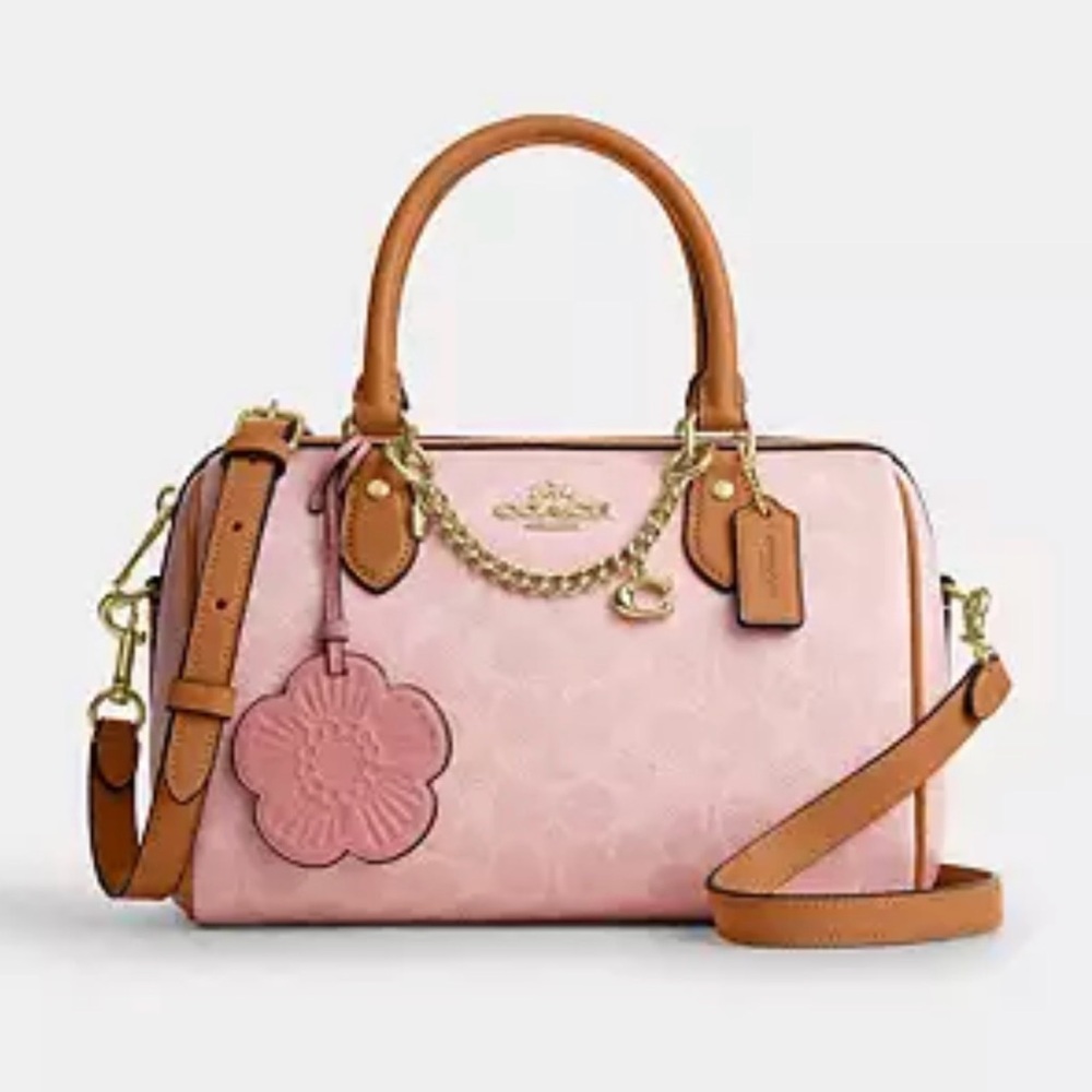 COACH Powder Pink Rowan Bag with Charms  NEW